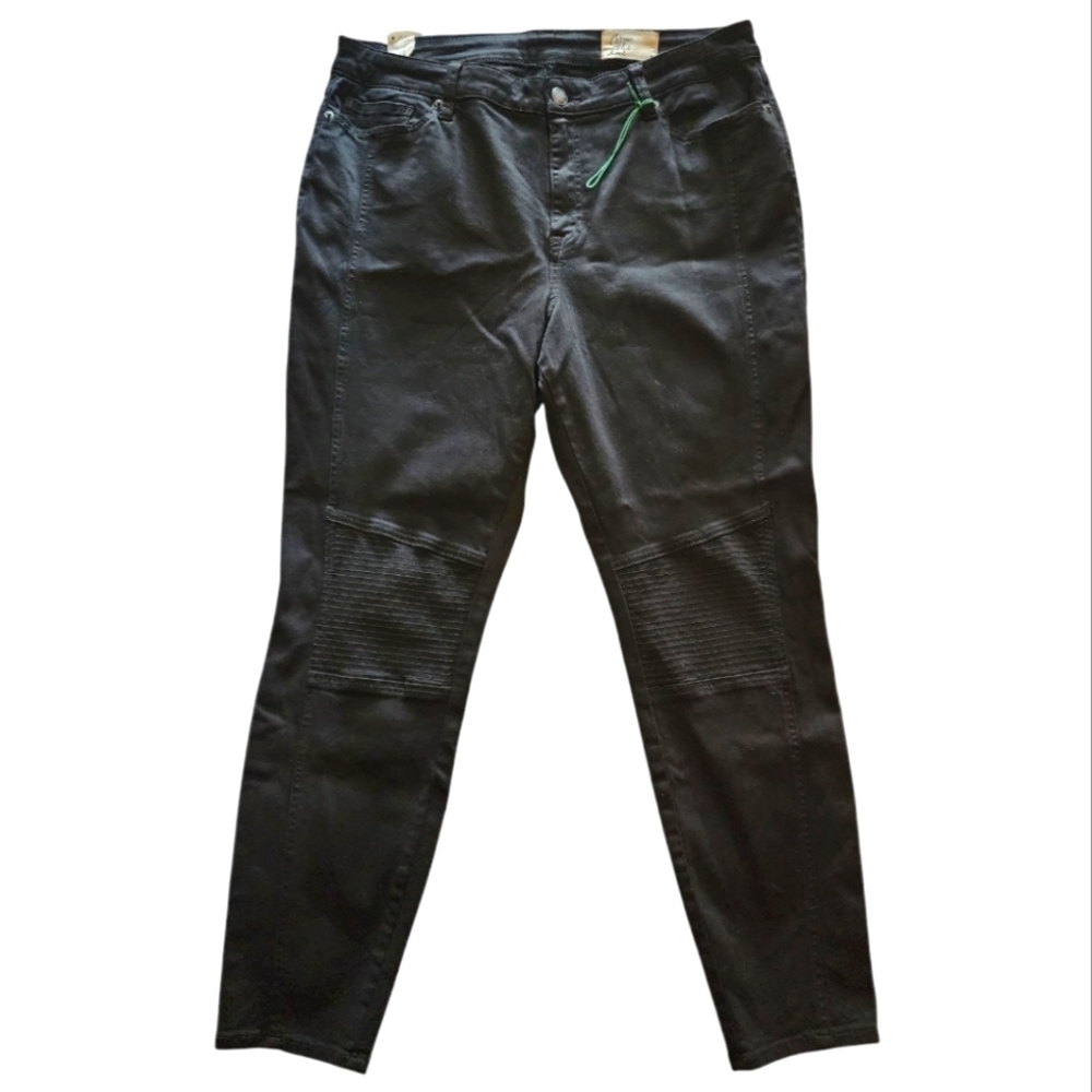 Cosmic Blue Love Moto Skinny Jeans - Black, Biker Style, Stretch, Edgy Size 33
